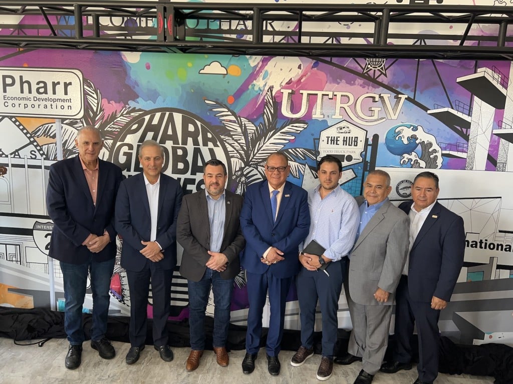 Victor Perez, president of Pharr Economic Development Corporation, is pictured center, alongside other VIPs that attended the official opening of the Pharr Global Business Hub. (Photo: RGG/Steve Taylor)